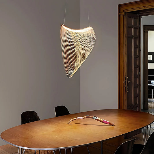 japandi morden wood ring ceiling light fixture for dining table