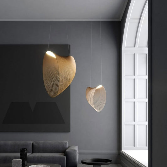 japandi morden wood ring ceiling light fixture for living room