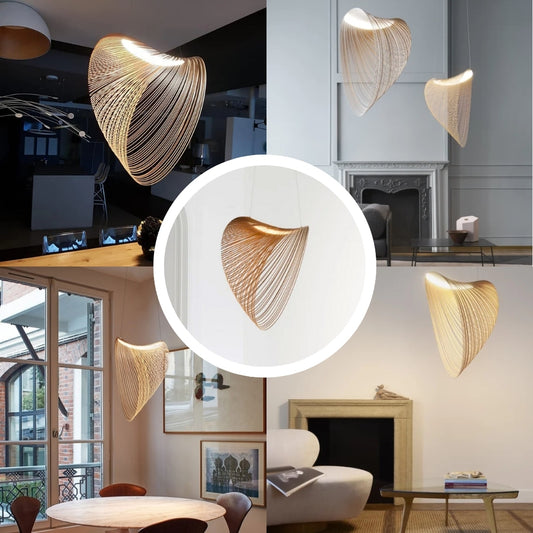japandi morden wood ring ceiling light fixture for room