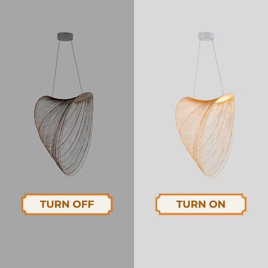 japandi morden wood ring ceiling light fixture when the light is on and off