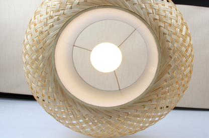 Joyce Bamboo Basket Woven Pendant Light Bottom Shot