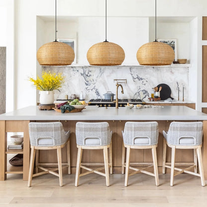 Juanita Bamboo Dome Ceiling Light for Boho Kitchen Island