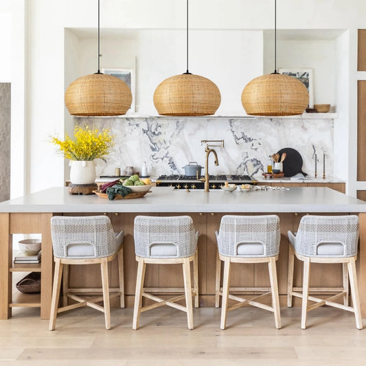 Juanita Bamboo Dome Ceiling Light for Boho Kitchen Island