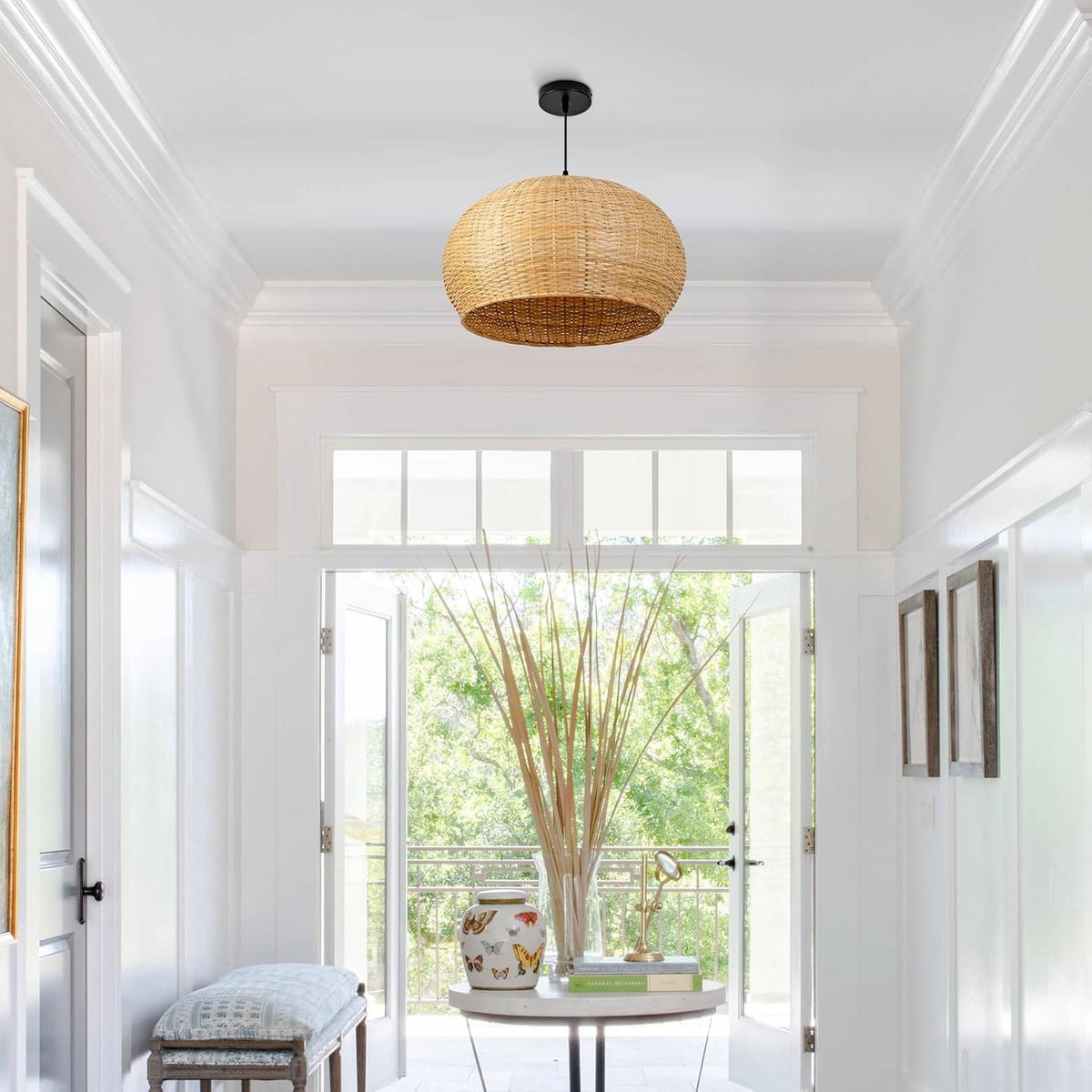 Juanita Bamboo Dome Ceiling Light for Entryway