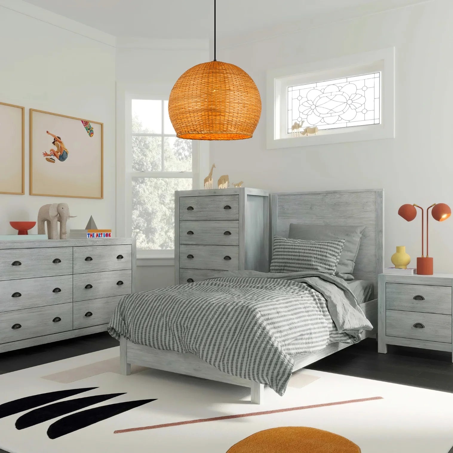 Juanita Bamboo Dome Ceiling Light for Minimalist Small Bedroom