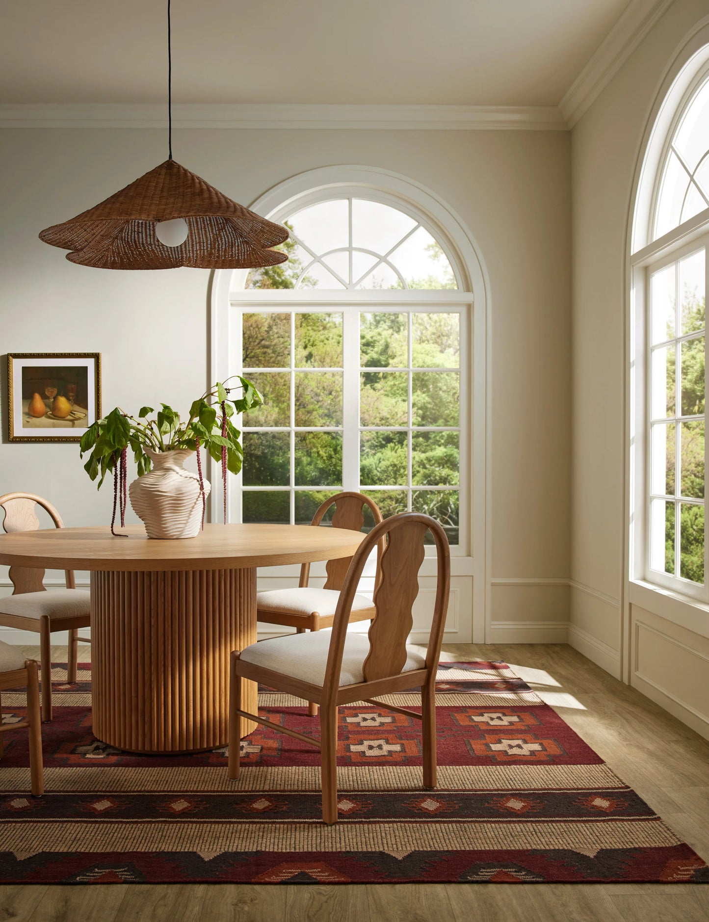 Kalani Rattan Scallop Pendant for Dining Room
