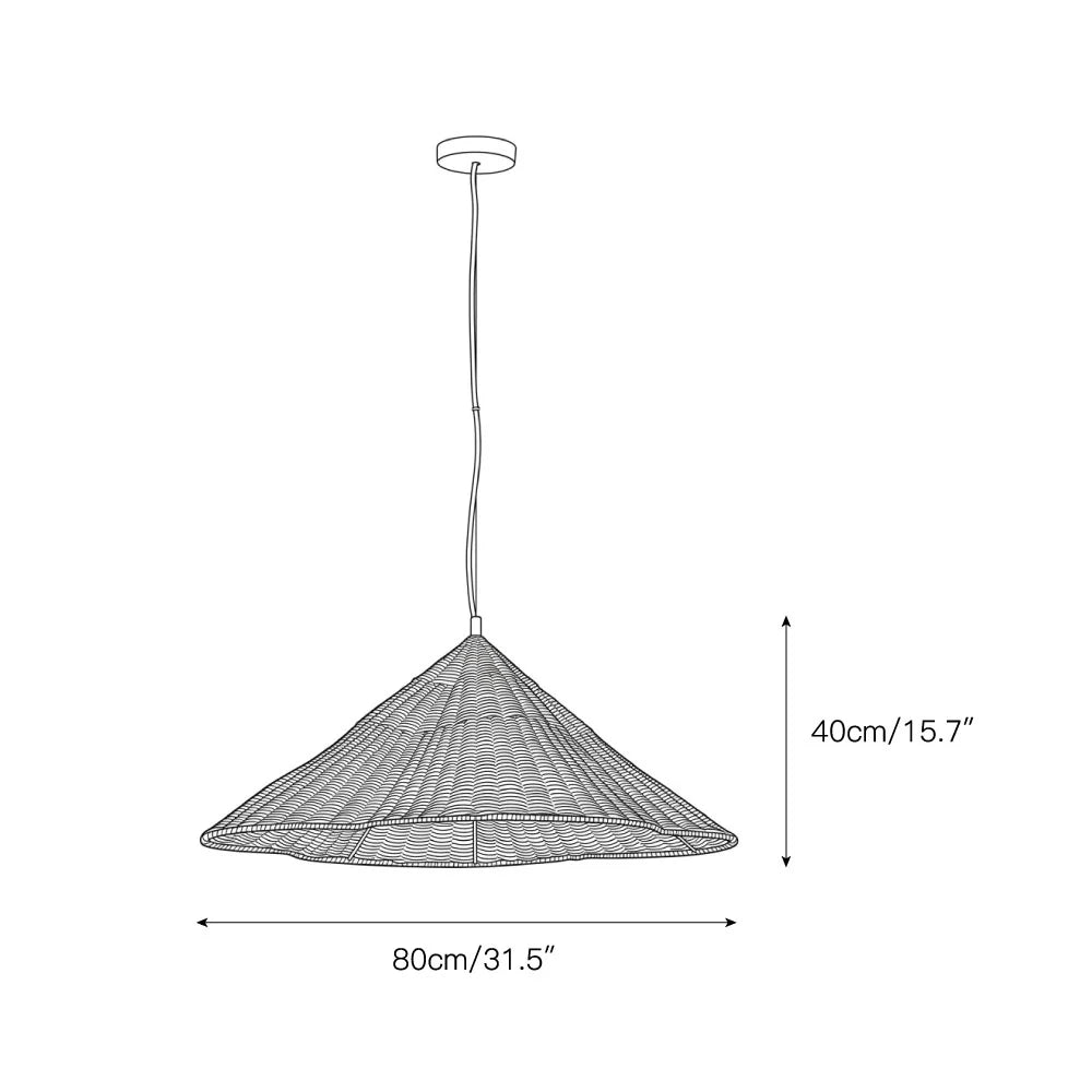 Kalani Scallop Rattan Pendant Cone Shade Design Frame