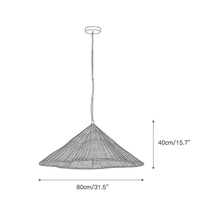 Kalani Scallop Rattan Pendant Cone Shade Design Frame