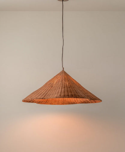 Kalani Scallop Rattan Pendant Cone Shade Light Effect