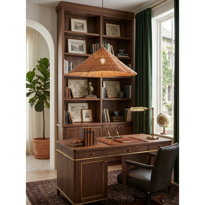 Kalani Scallop Rattan Pendant Light for Vintage Home Office