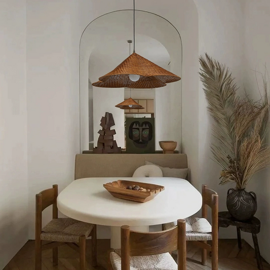 Kalani Scallop Rattan Pendant Light