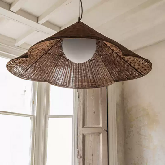 Kalani Scalloped Rattan Pendant Light