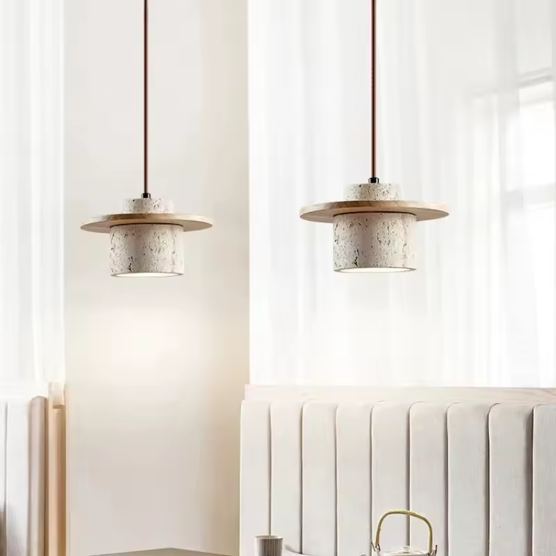 Kanso Stone and Wood Hanging Lights