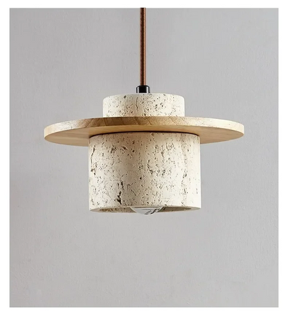 Kanso Wabi Sabi Stone and Wood Pendant Light