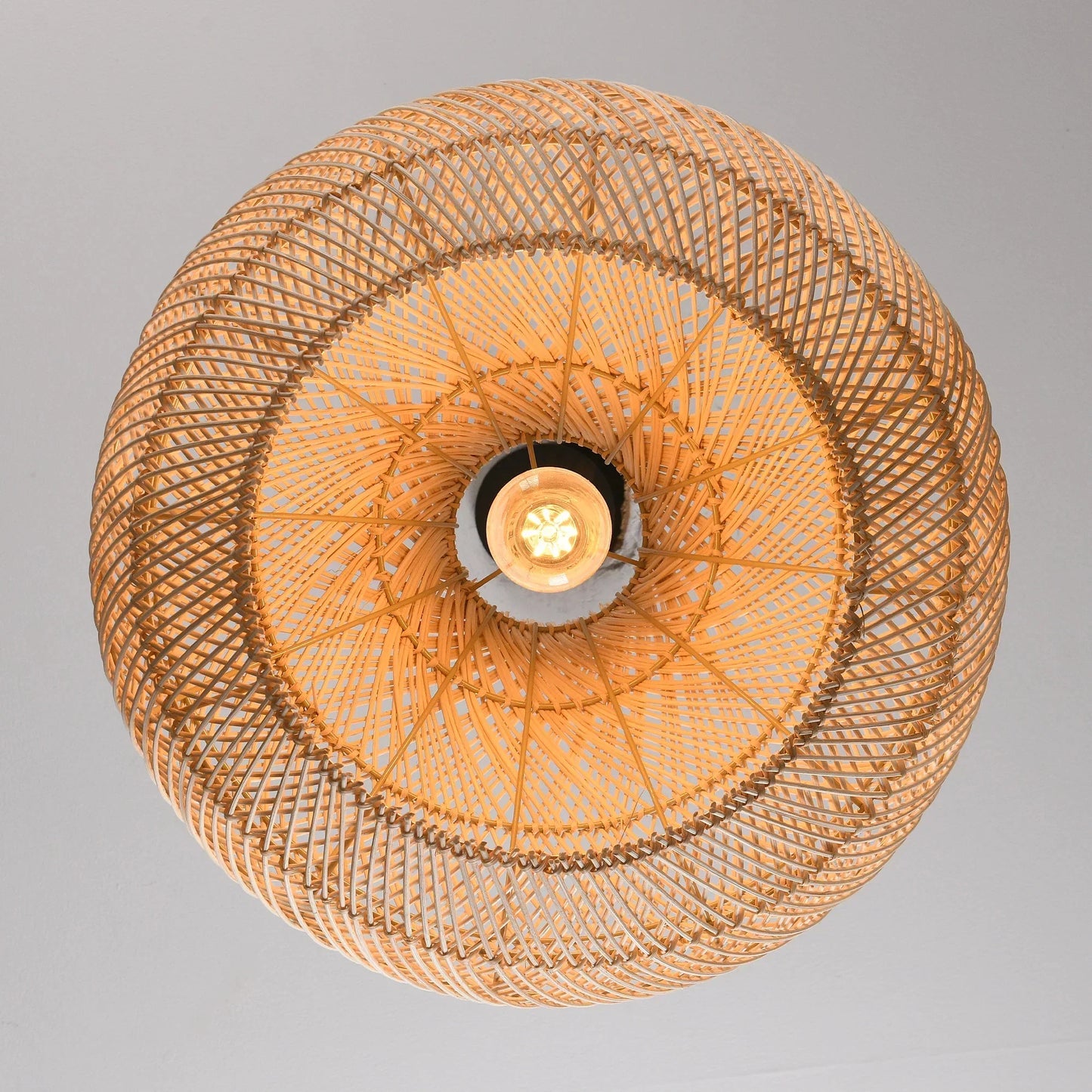 Karjearl Basket Rattan Pendant Light 16 Inch Woven Shade from Bottom