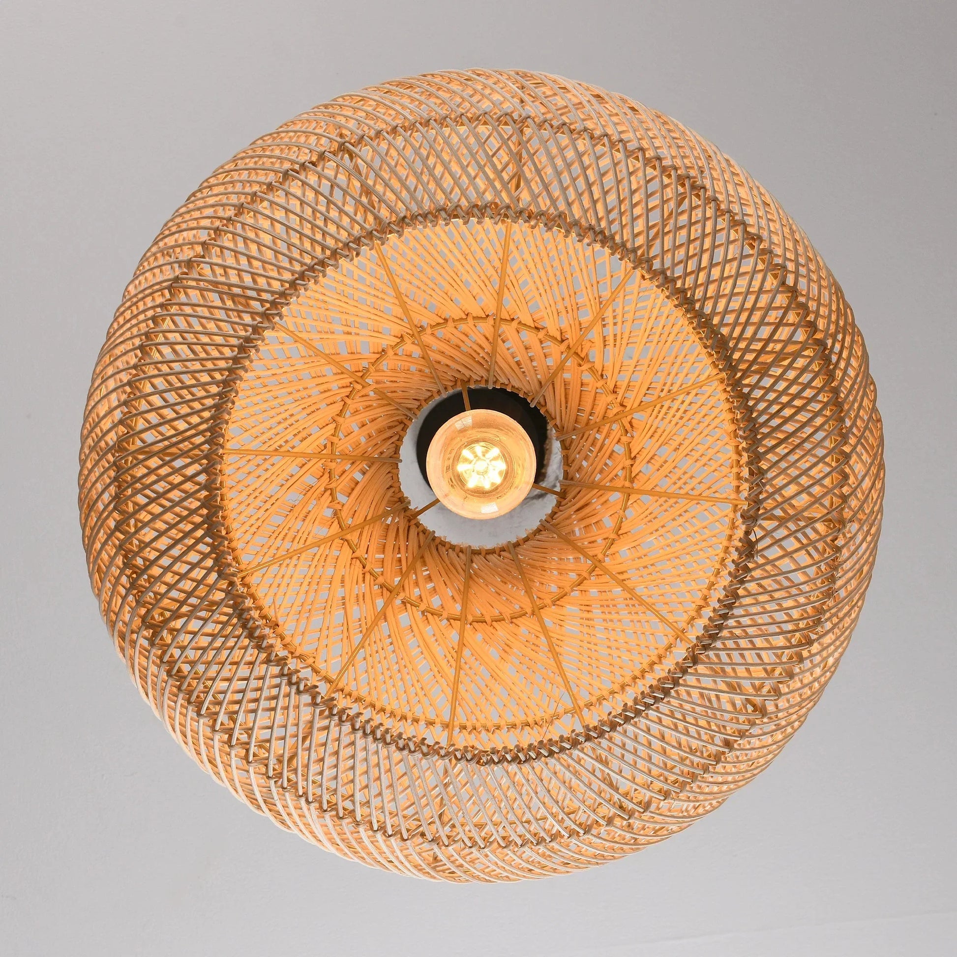 Karjearl Basket Rattan Pendant Light 16 Inch Woven Shade from Bottom