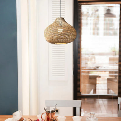 Karjearl Basket Rattan Pendant Light 16 Inch Woven Shade
