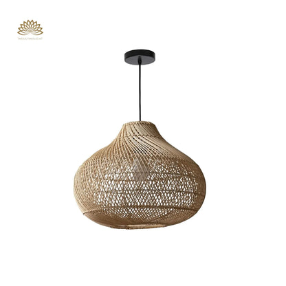karjearl hanging rattan light fixture with black cord
