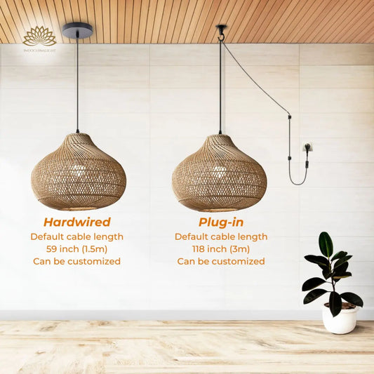 Karjearl Rattan Pendant Light 16 Inch Mounting Type