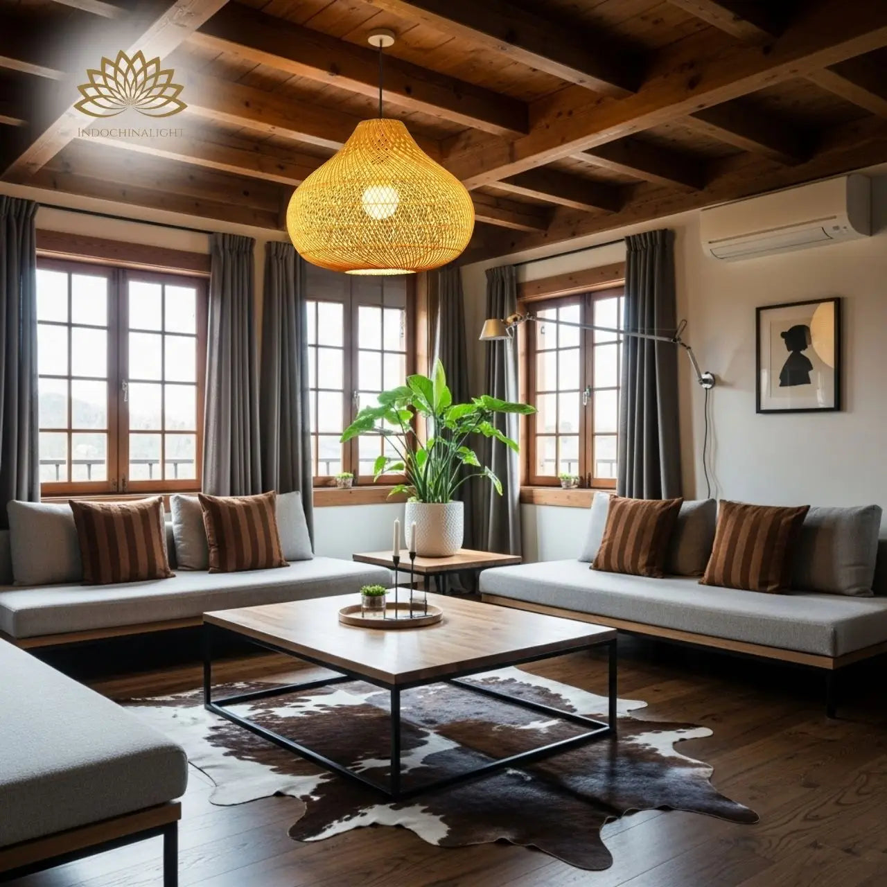 Karjearl Rattan Pendant Light for living room