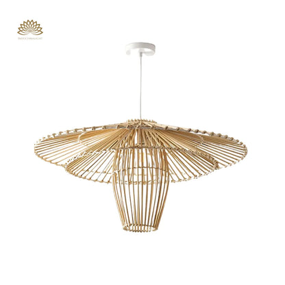 kasa large boho rattan hanging lamp 24 inches with white cord