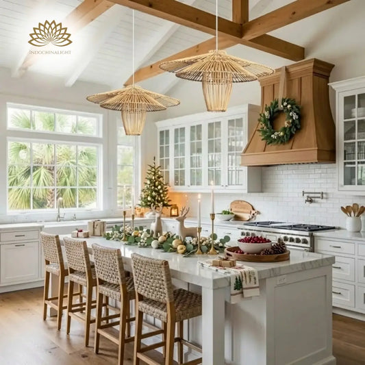 Kasa Large Boho Rattan Pendant Light for Christmas Island