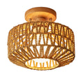 Kenmi Boho Small Rattan Drum Ceiling Light - Semi Flush Mount