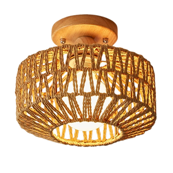Kenmi Rattan Drum Ceiling Light