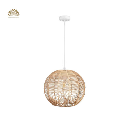 klahn small rattan light pendant suspended with white cord