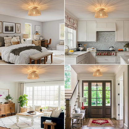 Kojanyu Rattan Woven Dome Ceiling Light for Various Room