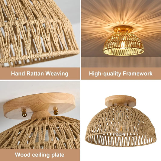 Kojanyu Woven Dome Rattan Light Fixtures