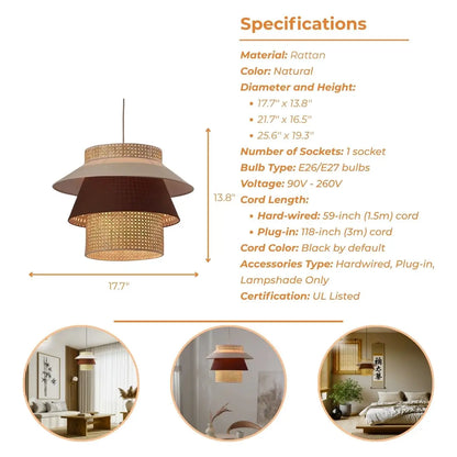 Lampa Multi Tier Rattan Pendant Light's specifications