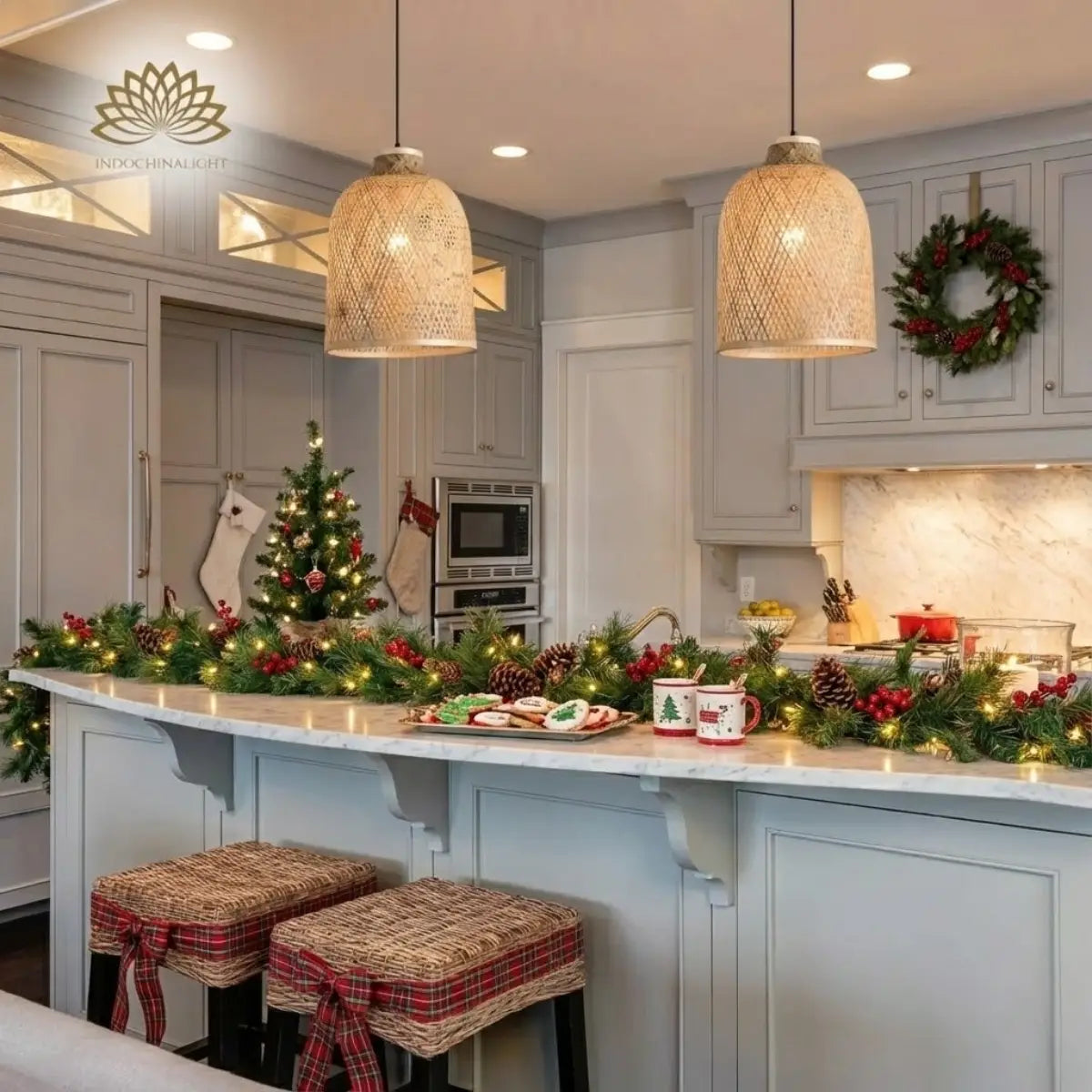 Lampada Natural Bamboo Pendant Light For Christmas Kitchen Island