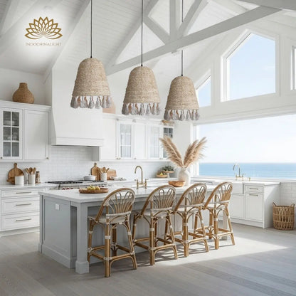 Lampara Boho Wicker Pendant Light for kitchen island