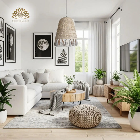 Lampara Boho Wicker Pendant Light for living room