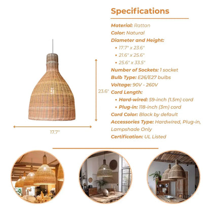 Lana Large Wicker Pendant Light's specifications