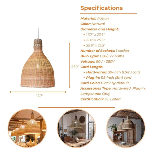 Lana Large Wicker Pendant Light's specifications