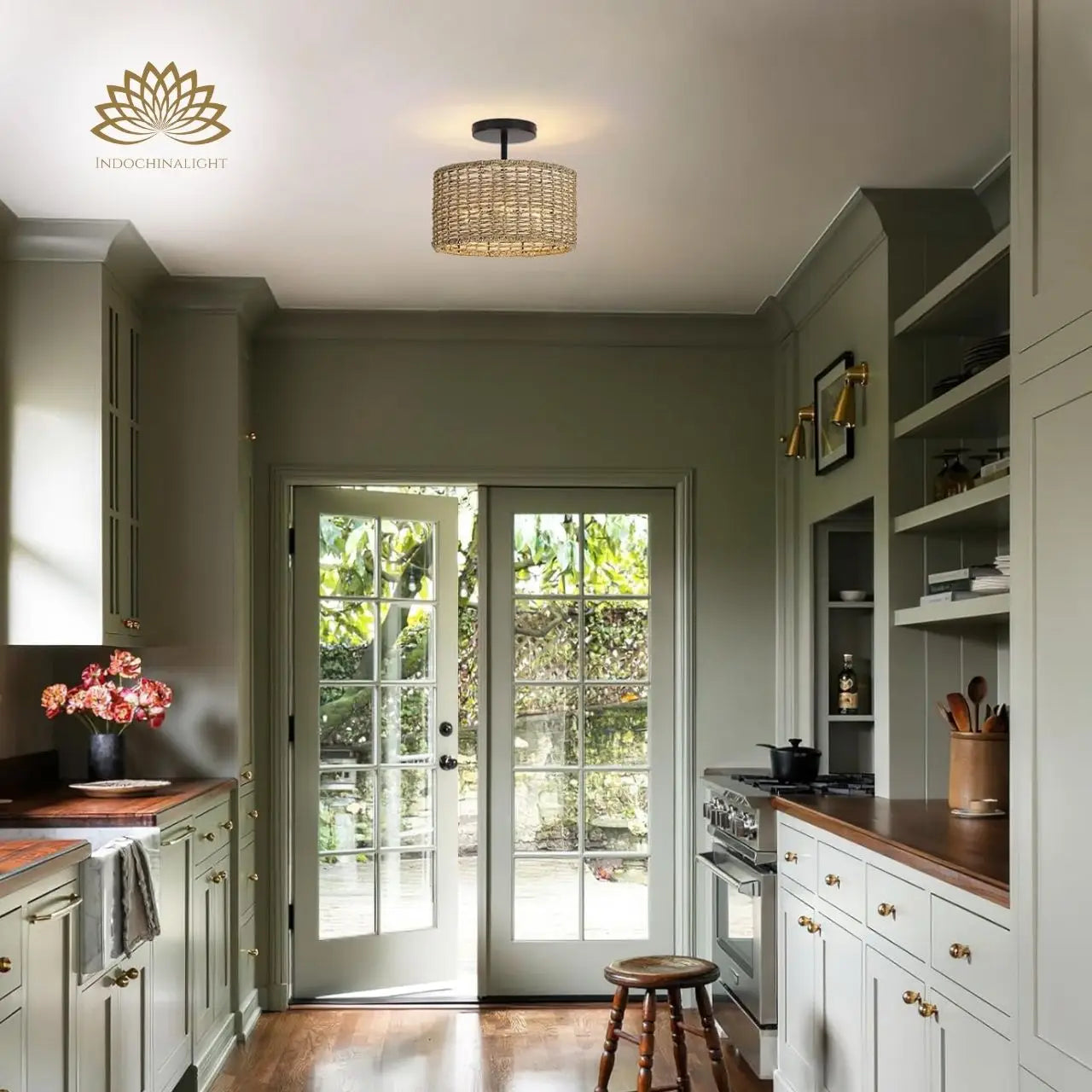 Lannister Wicker Ceiling Light for kitchen island