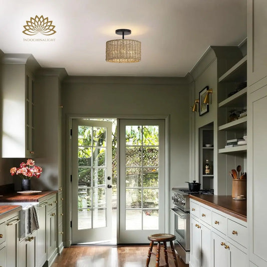 Lannister Wicker Ceiling Light kitchen area