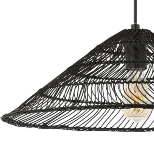 large black rattan pendant light