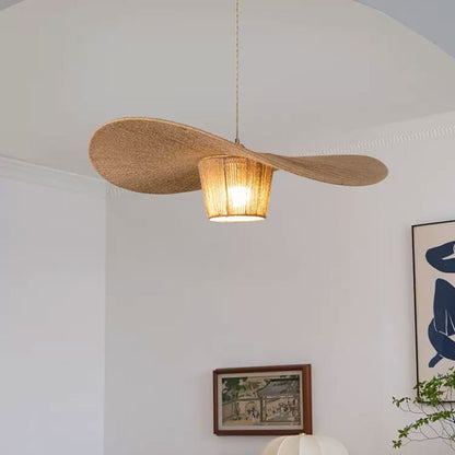 large rustic wicker hat pendant light