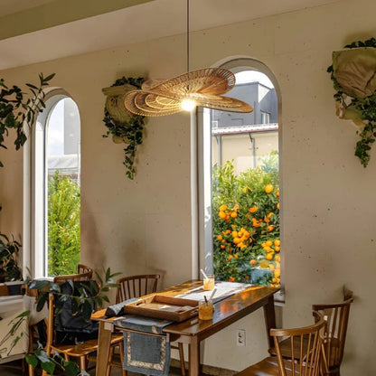 large wabi sabi wicker pendant light for coffee shop