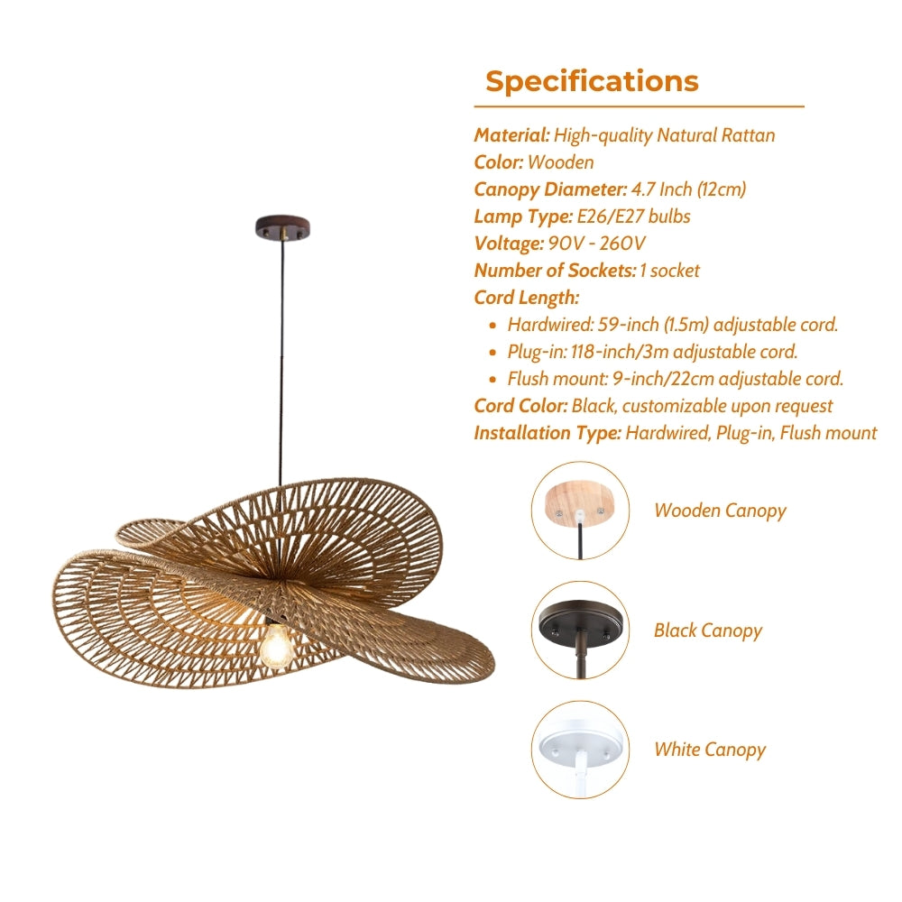 large wabi sabi wicker pendant light specifications