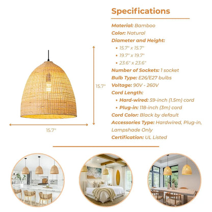 Latafa bamboo Pendant Light's specifications