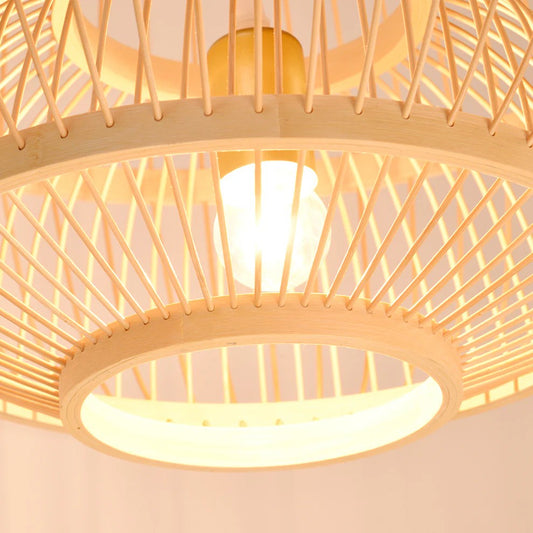 Lattice Round Bamboo Pendant Light