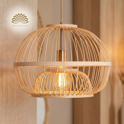 Lattice Round Bamboo Pendant Light