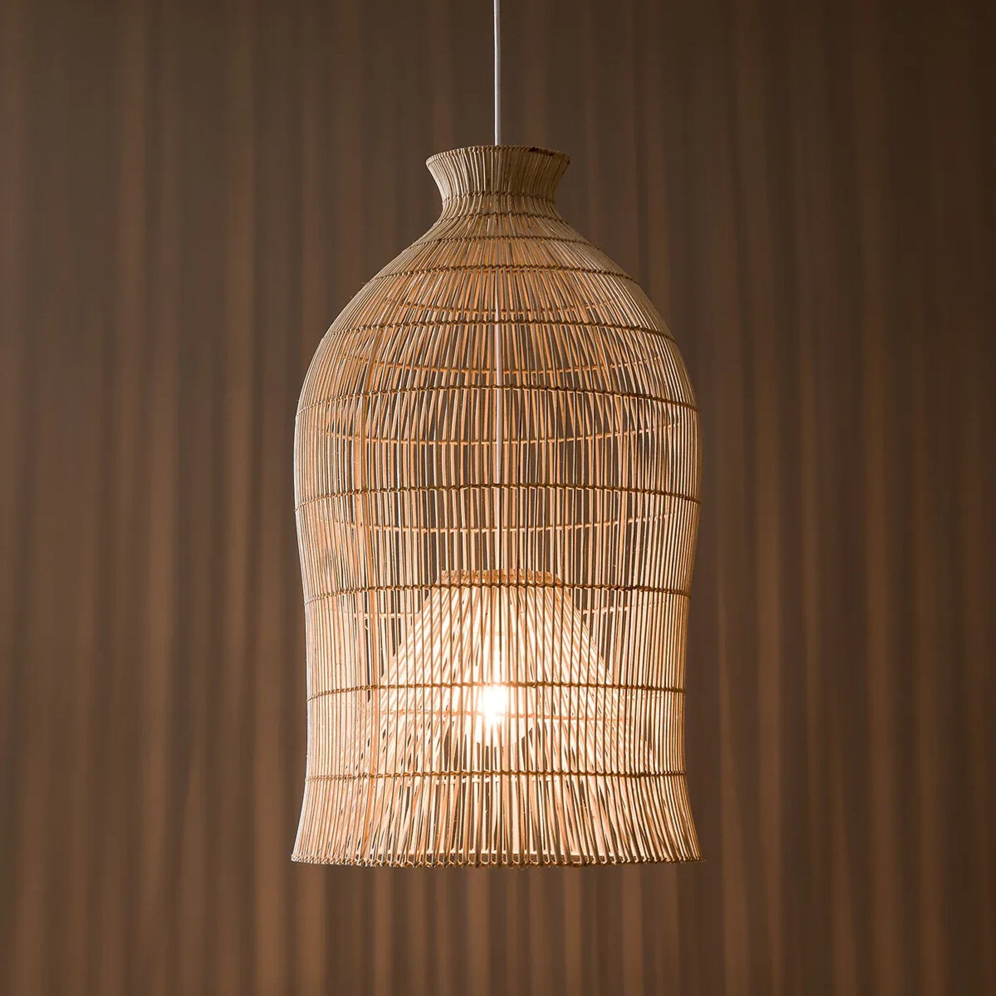 Lavinia Charming Bell-Shaped Rattan Pendant Light
