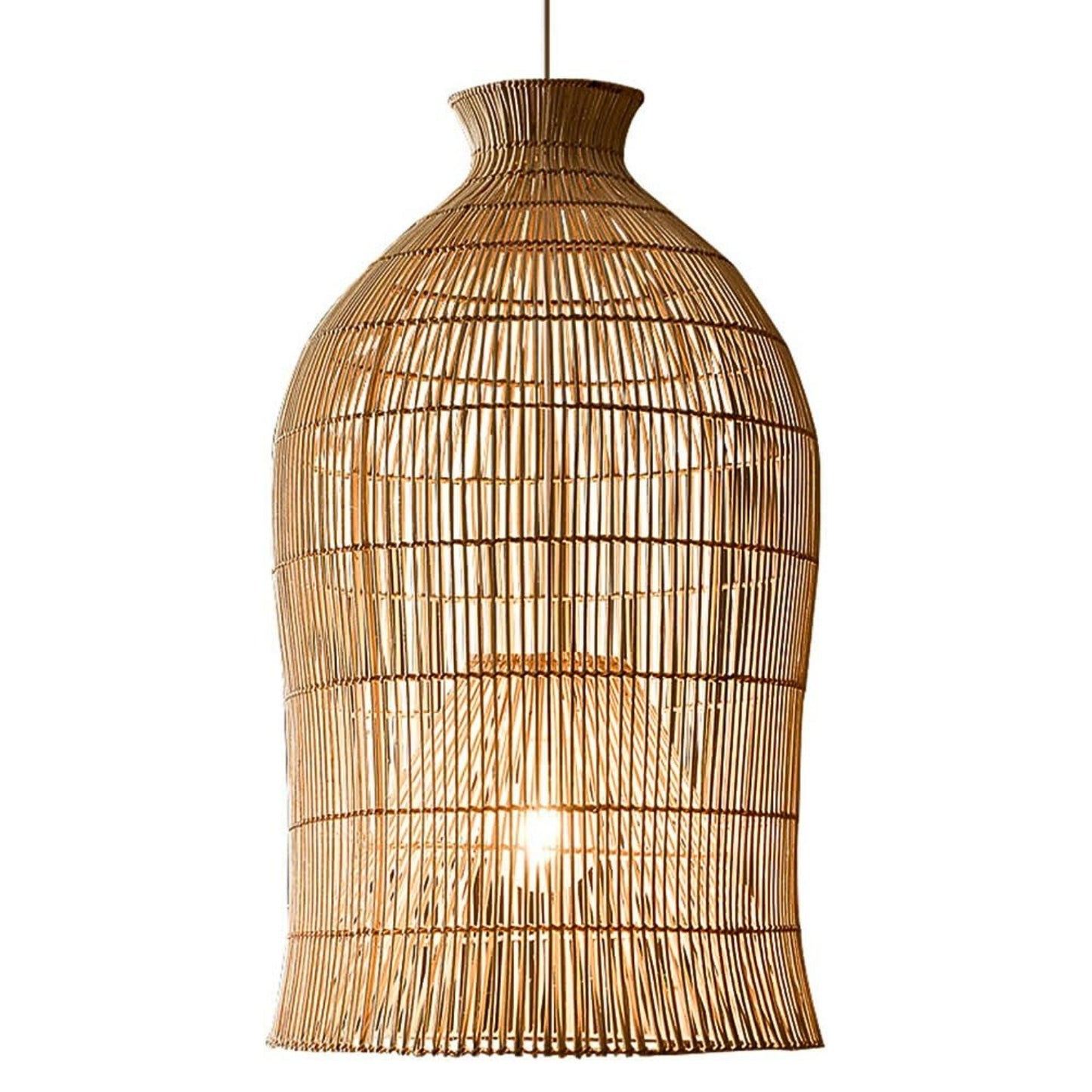 Lavinia Charming Bell-Shaped Rattan Pendant Light