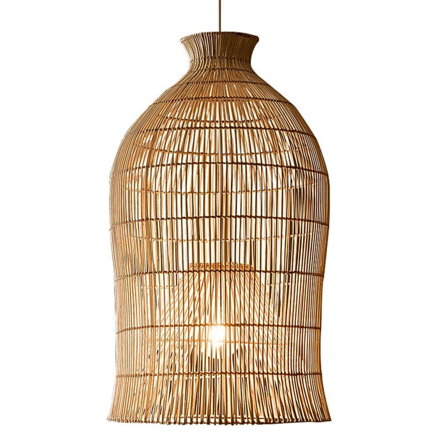 Lavinia Charming Bell-Shaped Rattan Pendant Light