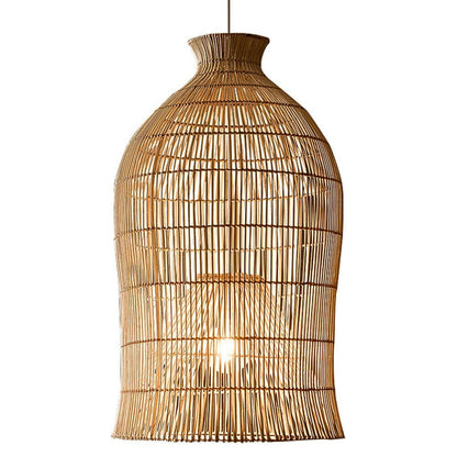Lavinia Charming Bell-Shaped Rattan Pendant Light